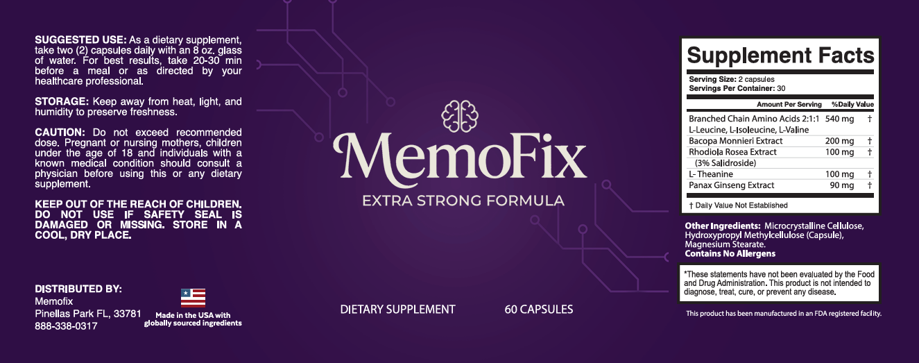 MemoFix Ingredient Official Label